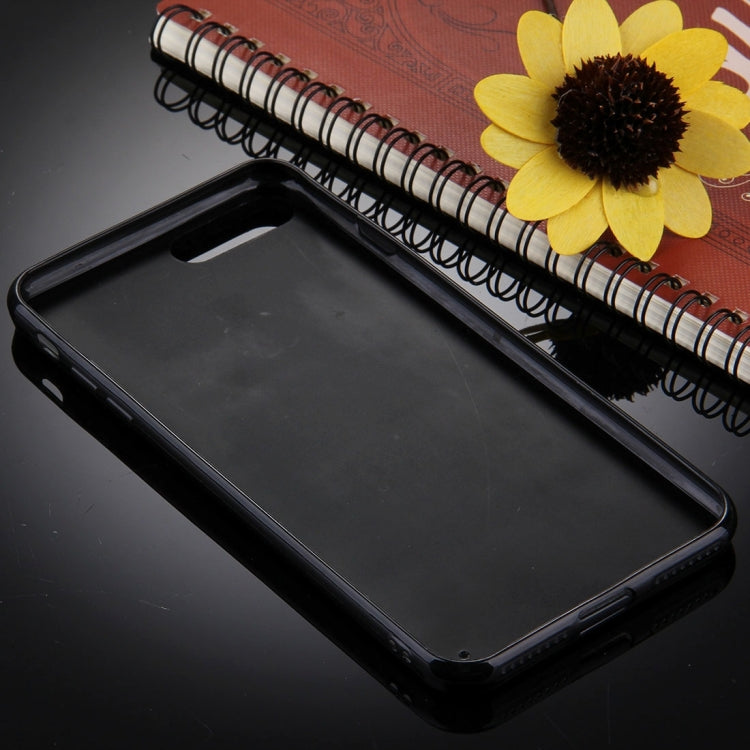 For iPhone 8 Plus & 7 Plus   Black Background Glitter Powder Heart Pattern TPU Bumper Frame Protective Hard Back Cover Case