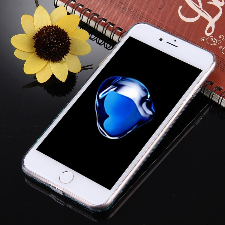 For iPhone 8 Plus & 7 Plus   Green Glitter Powder Heart Pattern TPU Bumper Frame Protective Hard Back Cover Case