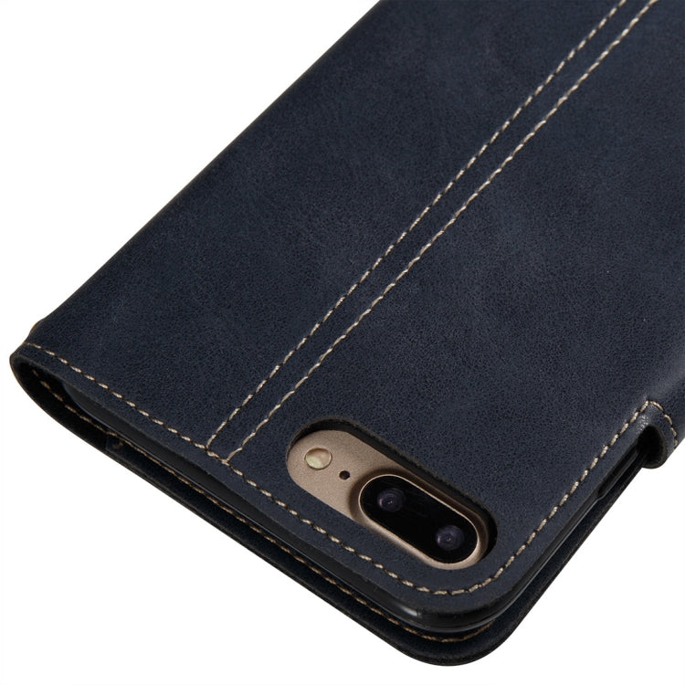 For iPhone 8 Plus & 7 Plus Retro Crazy Horse Texture Horizontal Flip PU Leather Case with Card Slots & Wallet & Hand Strap