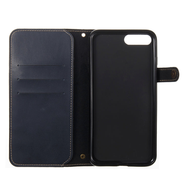 For iPhone 8 Plus & 7 Plus Retro Crazy Horse Texture Horizontal Flip PU Leather Case with Card Slots & Wallet & Hand Strap