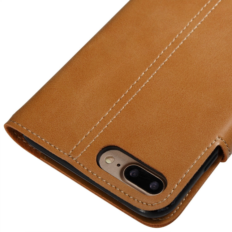 For iPhone 8 Plus & 7 Plus Retro Crazy Horse Texture Horizontal Flip PU Leather Case with Card Slots & Wallet & Hand Strap