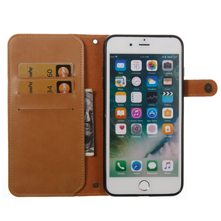 For iPhone 8 Plus & 7 Plus Retro Crazy Horse Texture Horizontal Flip PU Leather Case with Card Slots & Wallet & Hand Strap