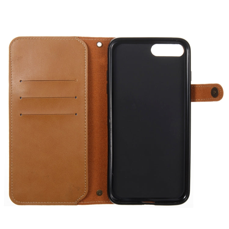 For iPhone 8 Plus & 7 Plus Retro Crazy Horse Texture Horizontal Flip PU Leather Case with Card Slots & Wallet & Hand Strap