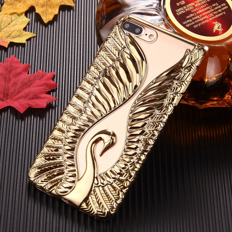For iPhone 8 Plus & 7 Plus   Embossed Swan Pattern Electroplating TPU Protective Cover Case