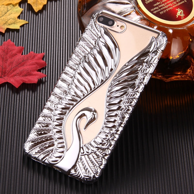 For iPhone 8 Plus & 7 Plus   Embossed Swan Pattern Electroplating TPU Protective Cover Case