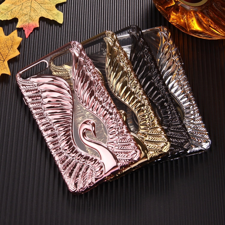 For iPhone 8 Plus & 7 Plus   Embossed Swan Pattern Electroplating TPU Protective Cover Case