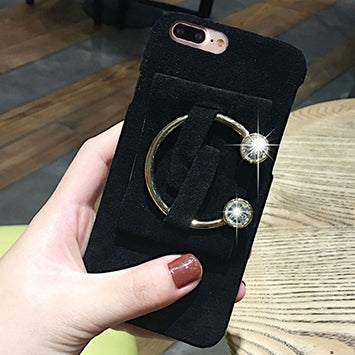 For iPhone 8 Plus & 7 Plus   C Diamond Plush Cloth Back Hard Case with Holder