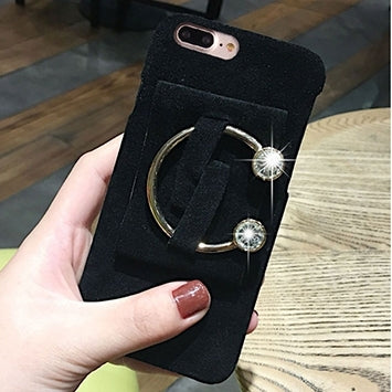 For iPhone 8 Plus & 7 Plus   C Diamond Plush Cloth Back Hard Case with Holder