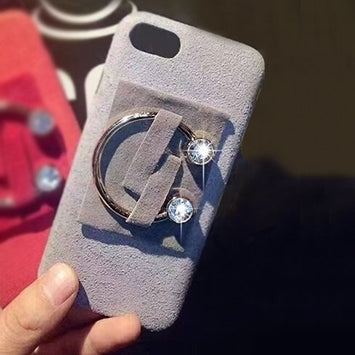 For iPhone 8 Plus & 7 Plus   C Diamond Plush Cloth Back Hard Case with Holder