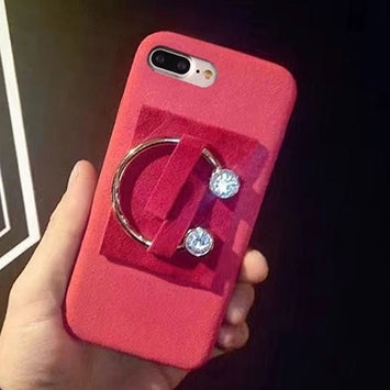 For iPhone 8 Plus & 7 Plus   C Diamond Plush Cloth Back Hard Case with Holder