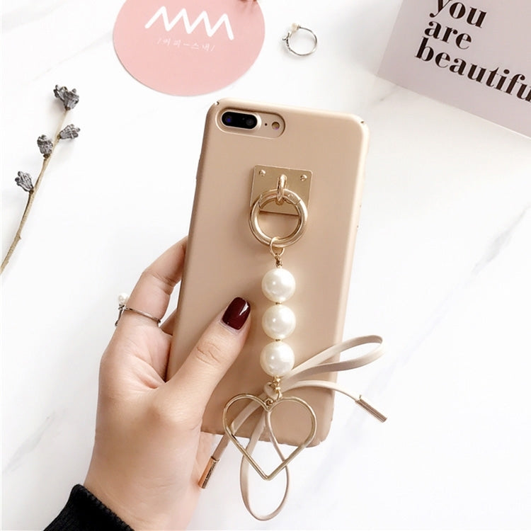 For iPhone 8 Plus & 7 Plus   3D Bowknot PC Protective Back Cover Case with Pearl & Metal Heart Shape Pendant