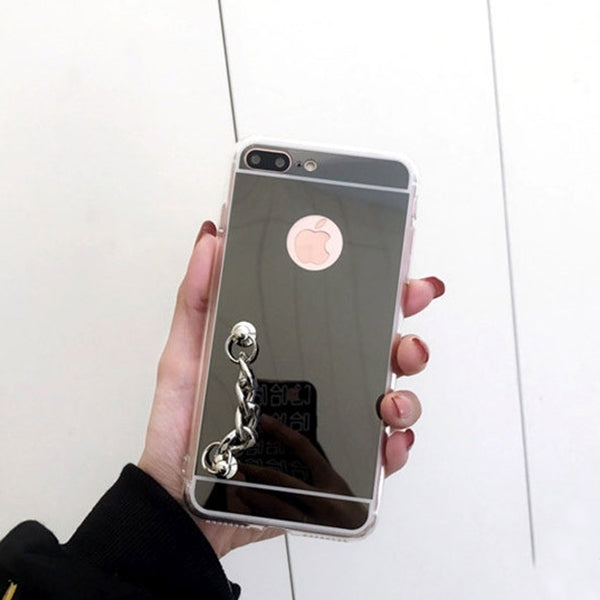 For iPhone 8 Plus & 7 Plus   Electroplating Mirror TPU Protective Back Cover Case with Hand Chain