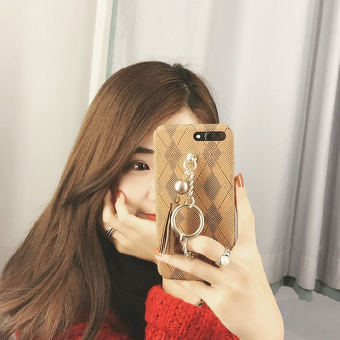 For iPhone 8 Plus & 7 Plus   Prismatic Pattern Full Coverage Hard Protective Back Cover Case with Tassels Pandent & Hand Chain