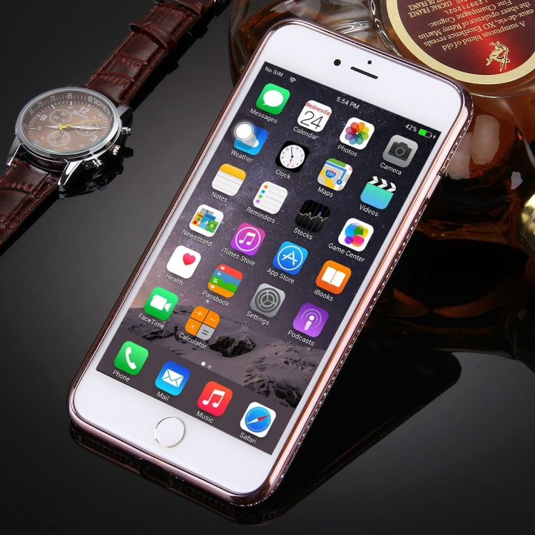For iPhone 8 Plus & 7 Plus   Electroplating Diamond Encrusted Transparent Soft TPU Protective Cover Case(Rose Gold)