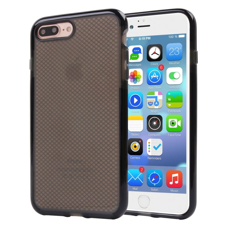For iPhone 8 Plus & 7 Plus   Plaid Texture Transparent TPU Protective Case