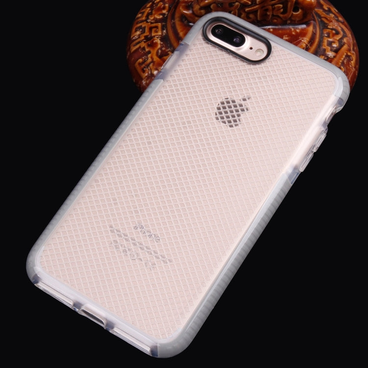 For iPhone 8 Plus & 7 Plus   Plaid Texture Transparent TPU Protective Case