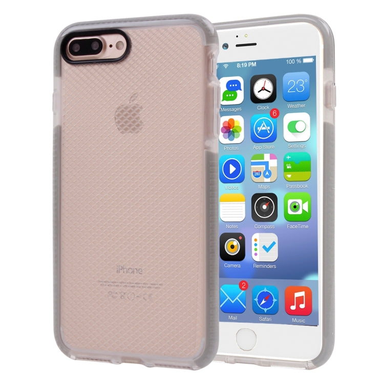 For iPhone 8 Plus & 7 Plus   Plaid Texture Transparent TPU Protective Case