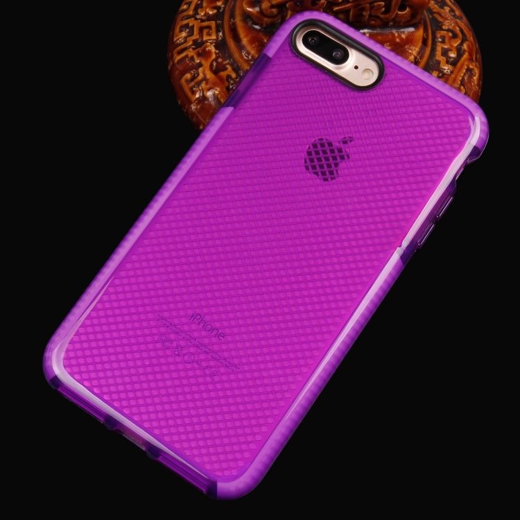 For iPhone 8 Plus & 7 Plus   Plaid Texture Transparent TPU Protective Case