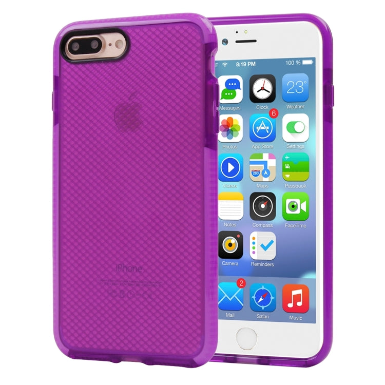 For iPhone 8 Plus & 7 Plus   Plaid Texture Transparent TPU Protective Case