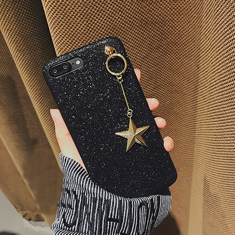 For iPhone 8 Plus & 7 Plus   Glitter Powder Soft TPU Protective Back Cover Case with Metal Star Pandent