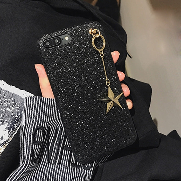 For iPhone 8 Plus & 7 Plus   Glitter Powder Soft TPU Protective Back Cover Case with Metal Star Pandent