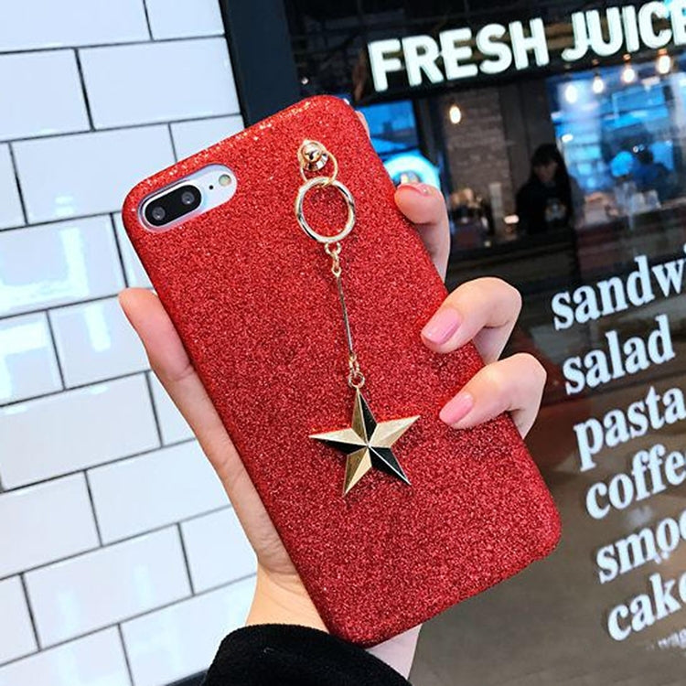 For iPhone 8 Plus & 7 Plus   Glitter Powder Soft TPU Protective Back Cover Case with Metal Star Pandent