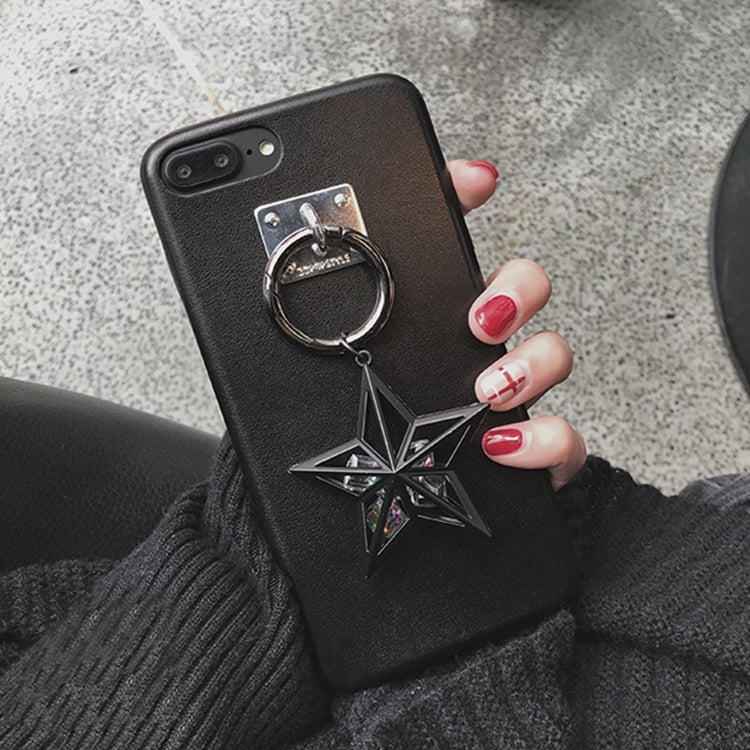 For iPhone 8 Plus & 7 Plus   PU Leather Protective Back Cover Case with Diamond Encrusted Star Pandent (Black)