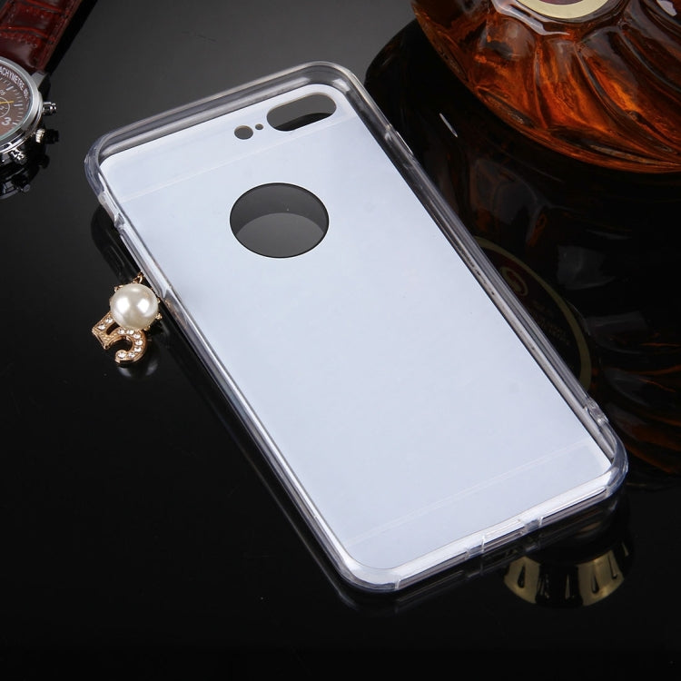 For iPhone 8 Plus & 7 Plus   Electroplating Mirror TPU Protective Cover Case with Diamond Encrusted Bowknot Chain Pendant