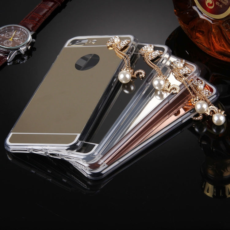 For iPhone 8 Plus & 7 Plus   Electroplating Mirror TPU Protective Cover Case with Diamond Encrusted Bowknot Chain Pendant