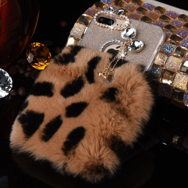 For iPhone 8 Plus & 7 Plus   Genuine Rabbit Hair Diamond Encrusted Flash Powder Soft TPU Protective Case