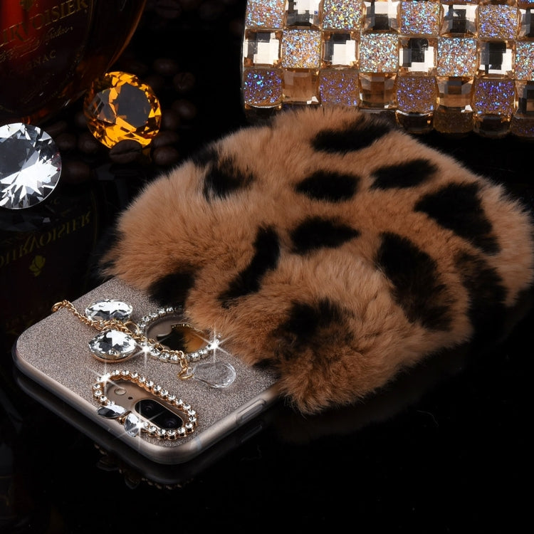 For iPhone 8 Plus & 7 Plus   Genuine Rabbit Hair Diamond Encrusted Flash Powder Soft TPU Protective Case