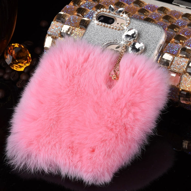 For iPhone 8 Plus & 7 Plus   Genuine Rabbit Hair Diamond Encrusted Flash Powder Soft TPU Protective Case