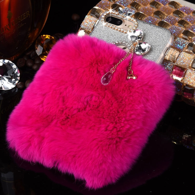 For iPhone 8 Plus & 7 Plus   Genuine Rabbit Hair Diamond Encrusted Flash Powder Soft TPU Protective Case