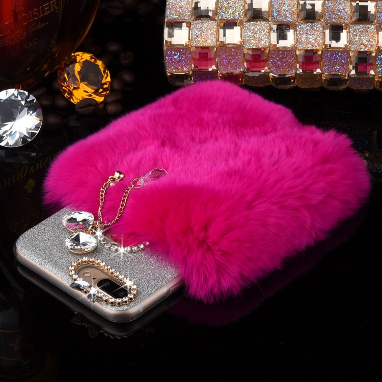 For iPhone 8 Plus & 7 Plus   Genuine Rabbit Hair Diamond Encrusted Flash Powder Soft TPU Protective Case