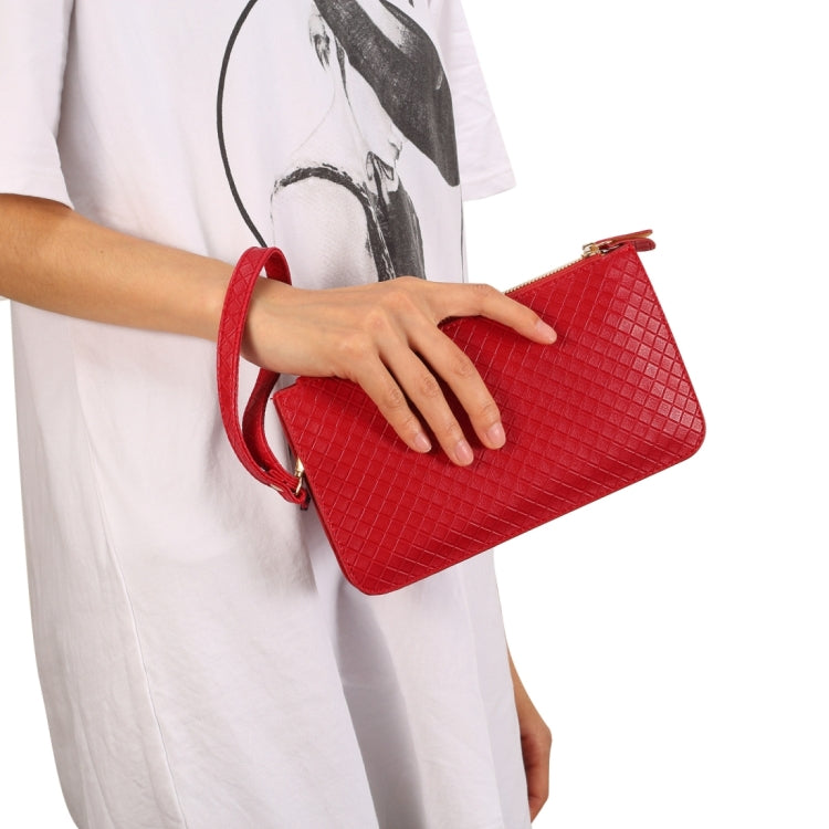 Universal Plaid Texture Horizontal Style PU Leather Shoulder Carrying Bag & Lanyard for iPhone, Samsung, Galaxy Note 8, HTC, Sony, Lenovo, Huawei, Xiaomi and other 6.4 inch Below Smartphones