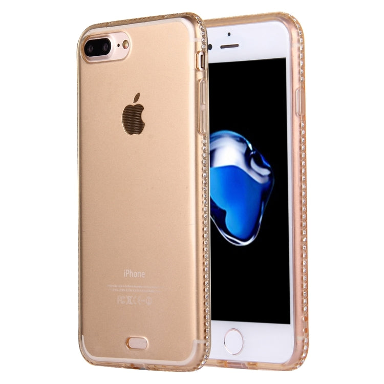 For iPhone 8 Plus & 7 Plus   Diamond Encrusted TPU Protective Back Case(Gold)