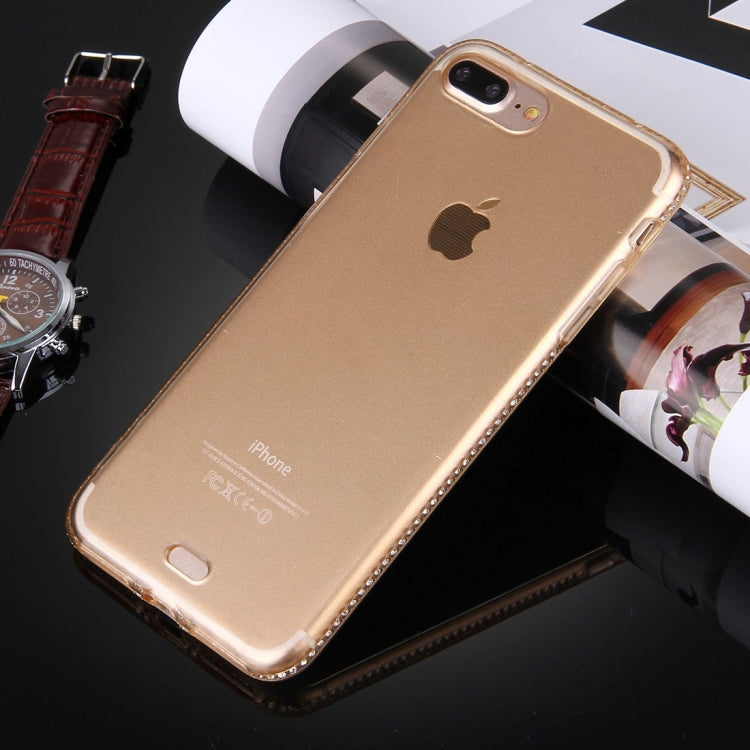 For iPhone 8 Plus & 7 Plus   Diamond Encrusted TPU Protective Back Case(Gold)
