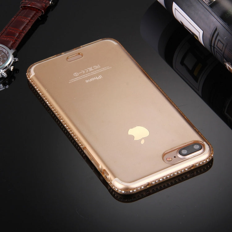 For iPhone 8 Plus & 7 Plus   Diamond Encrusted TPU Protective Back Case(Gold)