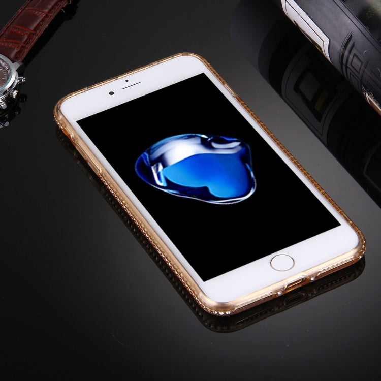 For iPhone 8 Plus & 7 Plus   Diamond Encrusted TPU Protective Back Case(Gold)