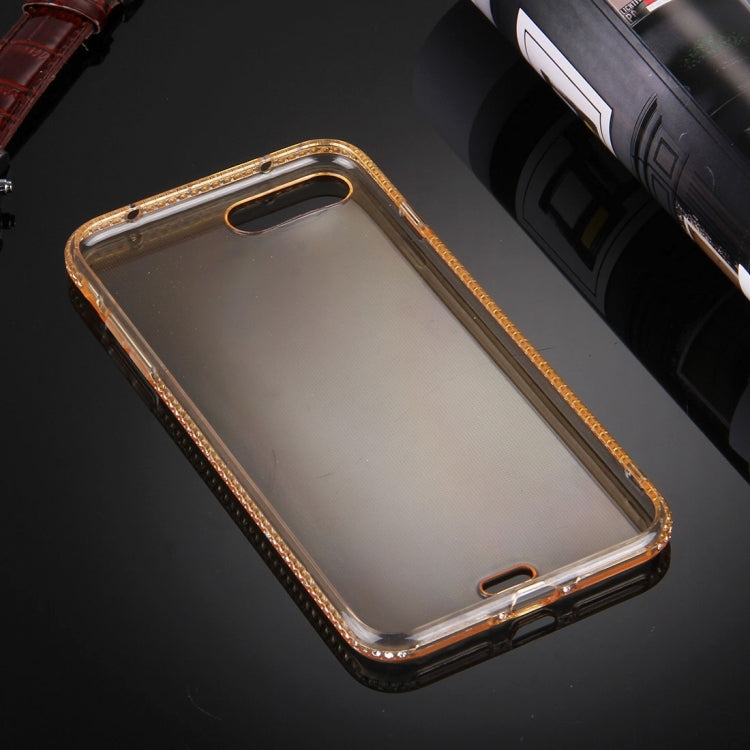 For iPhone 8 Plus & 7 Plus   Diamond Encrusted TPU Protective Back Case(Gold)