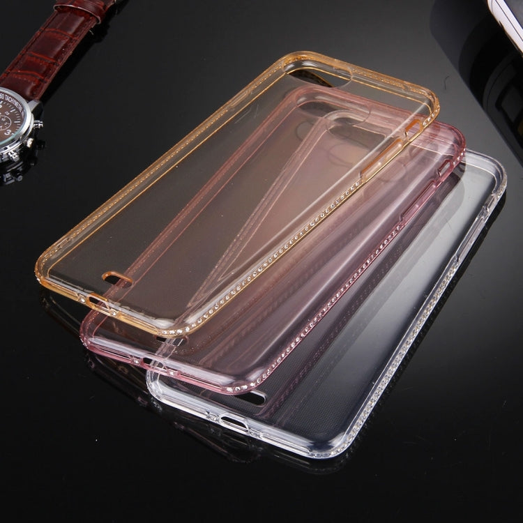 For iPhone 8 Plus & 7 Plus   Diamond Encrusted TPU Protective Back Case(Gold)