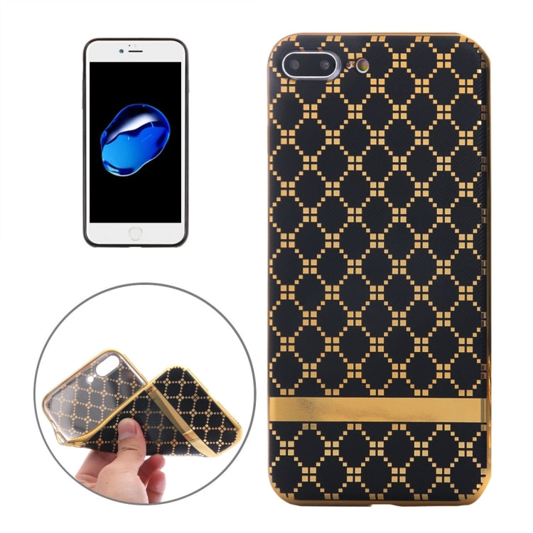 For iPhone 8 Plus & 7 Plus   Small Cubes Pattern Cloth Texture Electroplating TPU Protective Case