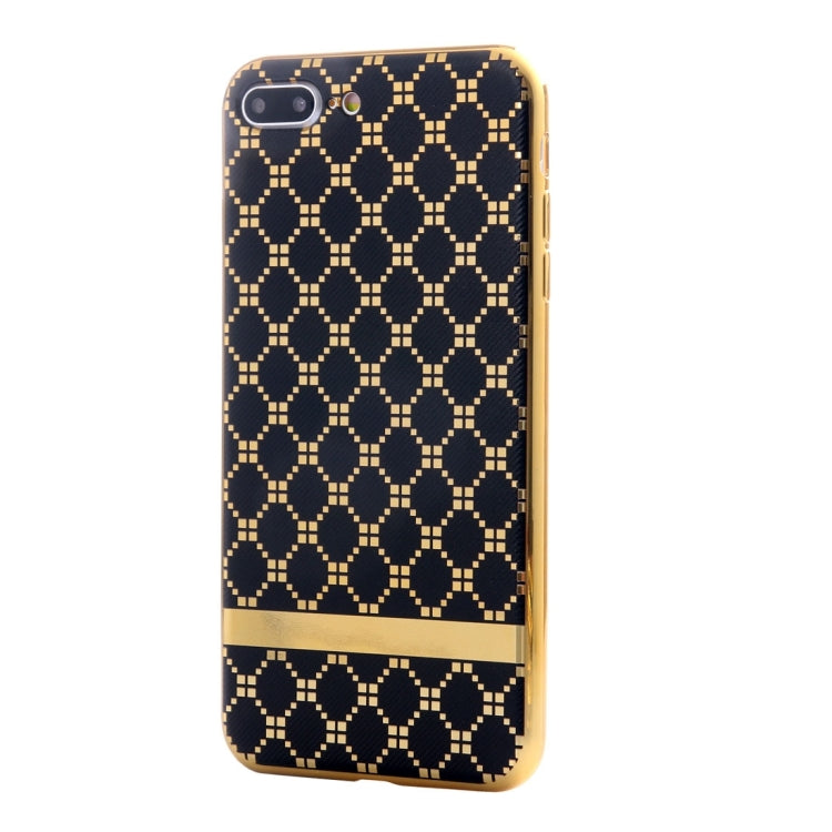 For iPhone 8 Plus & 7 Plus   Small Cubes Pattern Cloth Texture Electroplating TPU Protective Case