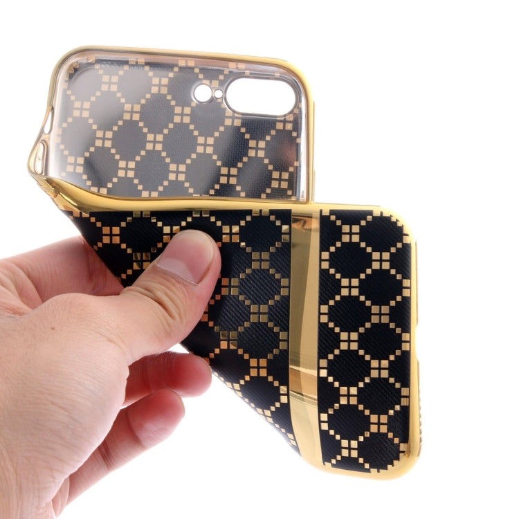 For iPhone 8 Plus & 7 Plus   Small Cubes Pattern Cloth Texture Electroplating TPU Protective Case