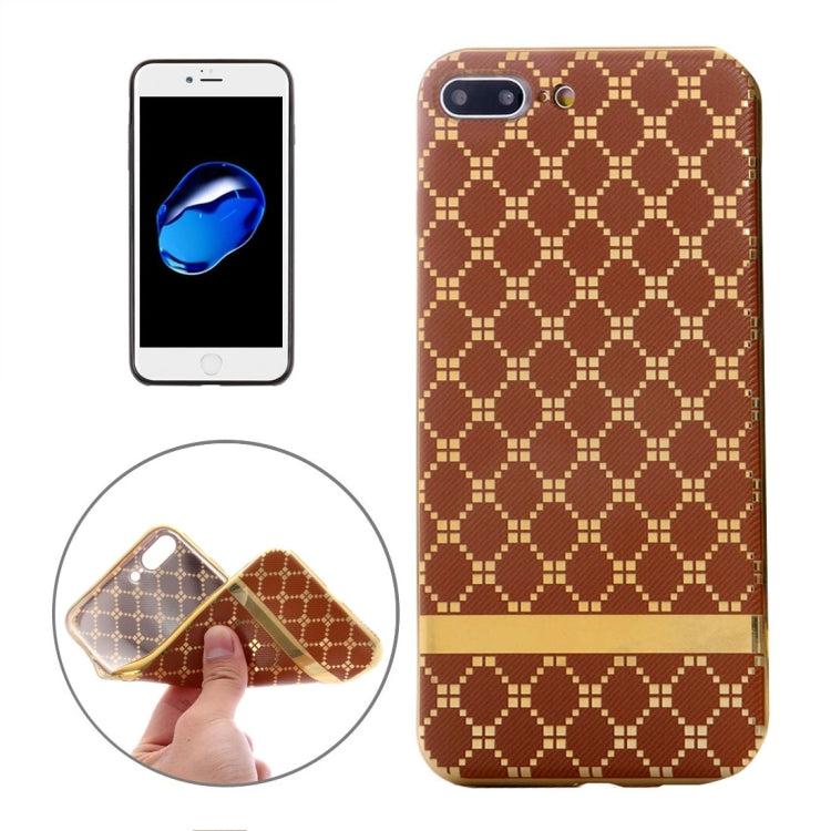 For iPhone 8 Plus & 7 Plus   Small Cubes Pattern Cloth Texture Electroplating TPU Protective Case