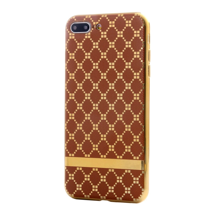 For iPhone 8 Plus & 7 Plus   Small Cubes Pattern Cloth Texture Electroplating TPU Protective Case
