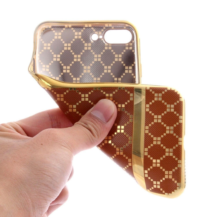For iPhone 8 Plus & 7 Plus   Small Cubes Pattern Cloth Texture Electroplating TPU Protective Case