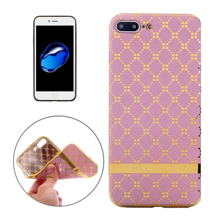 For iPhone 8 Plus & 7 Plus   Small Cubes Pattern Cloth Texture Electroplating TPU Protective Case