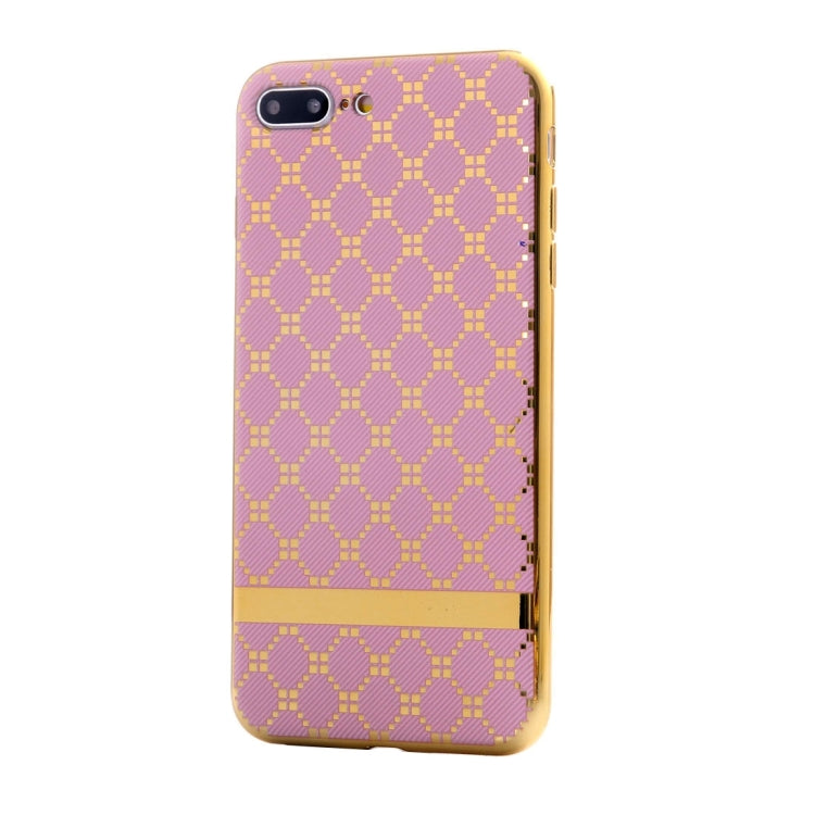 For iPhone 8 Plus & 7 Plus   Small Cubes Pattern Cloth Texture Electroplating TPU Protective Case