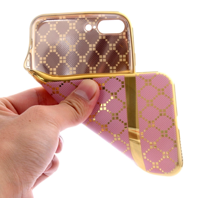 For iPhone 8 Plus & 7 Plus   Small Cubes Pattern Cloth Texture Electroplating TPU Protective Case